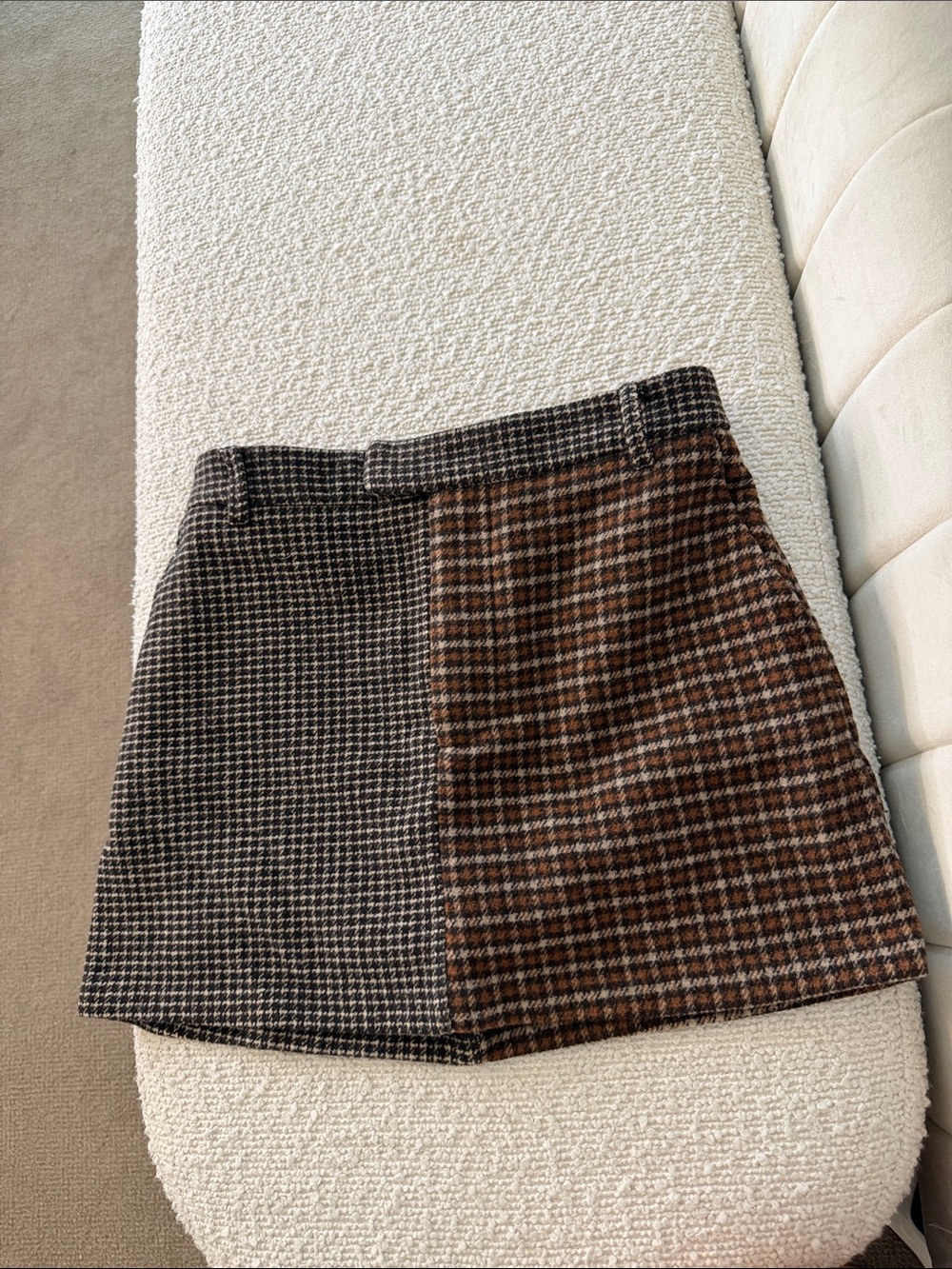 Rails Two-Tone Houndstooth Mini Skirt in Brown and Black